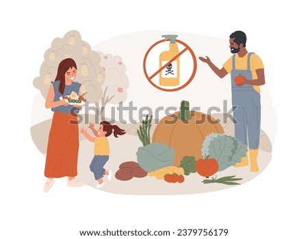 Free from pesticide and herbicide foods isolated concept vector illustration. Organic farming products, natural agriculture method, fertilizer free food, crop rotation, mulching vector concept.