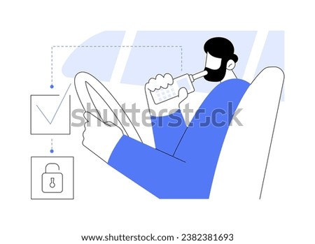 Ignition interlock abstract concept vector illustration. Car driver with smart start ignition interlock, public health medicine, device for people convicted of drunk driving abstract metaphor.