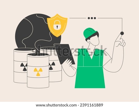 Safe storage of waste abstract concept vector illustration. Chemical waste management, hazardous material storage, safe container, sorting and recycling, dangerous substance abstract metaphor.