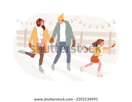 Skating isolated concept vector illustration. Winter sports, outdoor ice rink, family fun, figure skating lessons, active lifestyle, competition winner, skate blade vector concept.