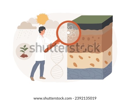 Soil science isolated concept vector illustration. Soil biology and chemistry, environmental science, natural resource study, fertility properties, land management, pedology vector concept.