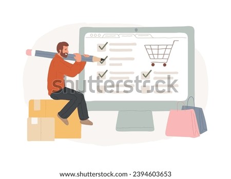 My orders list isolated concept vector illustration. Shopping list ID, customer name, add items to cart, ecommerce website menu, online store, curbside pickup, shopping cart vector concept.