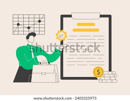 Revenue agency abstract concept vector illustration. Tax law, remit GST and HST, business number registration, savings and pension plan, payroll account, family benefit, charity abstract metaphor.