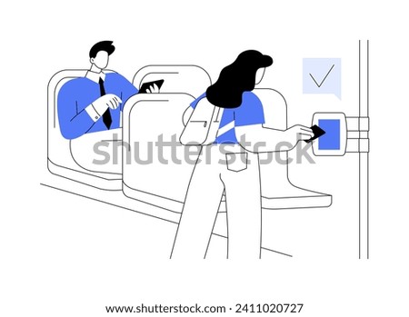 Card payment system abstract concept vector illustration. Woman paying public transport fare by credit card, urban transportation services for passengers, city bus ride abstract metaphor.