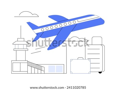 Airplane take-off abstract concept vector illustration. Process of plane departure and leaving, aviation industry, airway transportation, commercial air transport abstract metaphor.