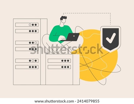 Proxy server abstract concept vector illustration. Computer networking, unblock proxy server, user and website connection, internet security settings, IP address data request abstract metaphor.