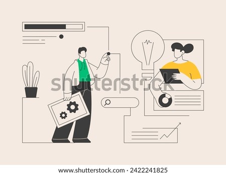 SEO optimization abstract concept vector illustration. Search engines page rank, online digital marketing tools, keyword optimization, link building, measurement and reporting abstract metaphor.