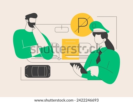 Parking fines abstract concept vector illustration. No parking zone, restricted place, penalty charge notice, rules violation, fine ticket, online payment term, vehicle parked abstract metaphor.