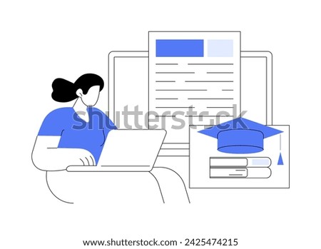 Writing application essay isolated cartoon vector illustrations. School graduate writes an essay for college admission, educational process, future student lifestyle vector cartoon.