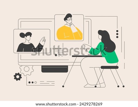 Online conference abstract concept vector illustration. Online business conference, meeting and negotiations, partners agreement, internet event platform, digital meetup abstract metaphor.