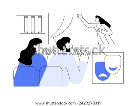 Visiting theater isolated cartoon vector illustrations. Group of people applaud at the theater, social event, watch the drama play, classical music, opera and ballet production vector cartoon.