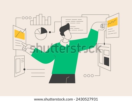 Business statistics abstract concept vector illustration. Financial report, company performance analysis, data collection, decision making, marketing research, service improvement abstract metaphor.