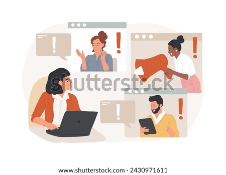 Attention isolated concept vector illustration. Requiring and attracting attention, active listening, take note, learning and concentration, behavior disorder, multitasking vector concept.