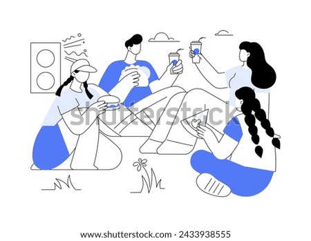 Food court isolated cartoon vector illustrations. Group of friends snacking during urban festival, eating food and watching open air concert, relax weekend, delicious sweets vector cartoon.