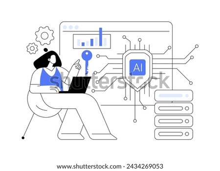 AI-Enhanced Data Security abstract concept vector illustration. Data Analysis. AI-powered intrusion detection, threat analysis, and encryption methods. AI Technology. abstract metaphor.