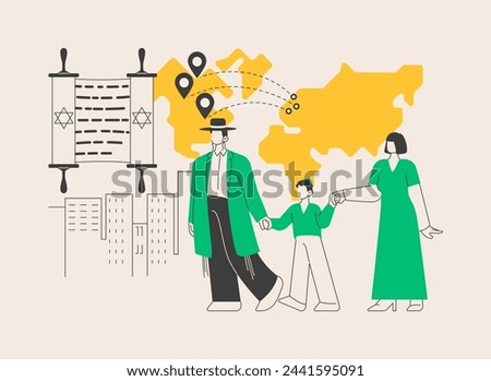 Diaspora abstract concept vector illustration. Jewish diaspora, forced movement, star of david, living outside, ethnic religious group, jewish communities, foreigners group abstract metaphor.