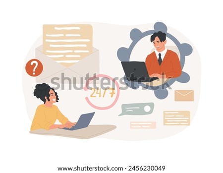 Get in touch isolated concept vector illustration. Initiate contact, contact us, feedback online form, talk to your customer, contact center, help line, company address, live chat vector concept.