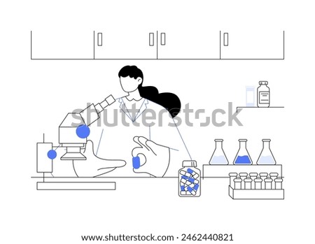 Pharmaceutical laboratory abstract concept vector illustration. Drug manufacturer working in laboratory, medicine sector, pharmaceutical market, make chemical research abstract metaphor.