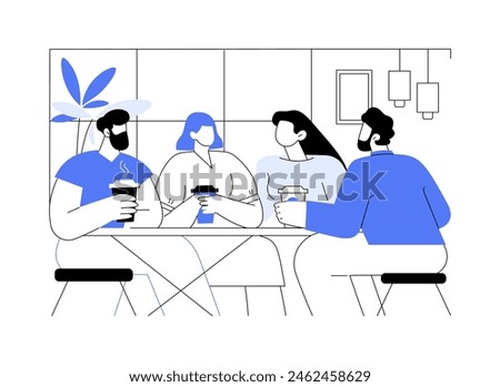 Leisure time isolated cartoon vector illustrations. Happy students having leisure time in a coffee shop, discussing plans with college friends, teens daily routine and lifestyle vector cartoon.