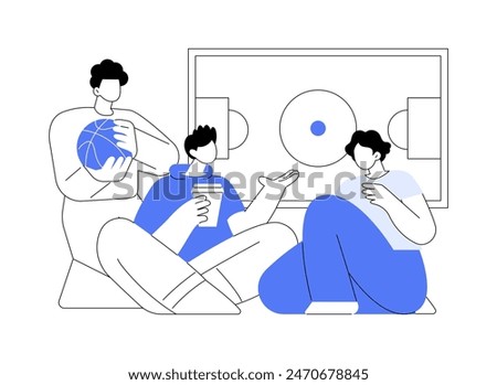 After basketball game isolated cartoon vector illustrations. Group of diverse athlete friends sit on the ground, discuss basketball match, have fun with friends, sport lover vector cartoon.