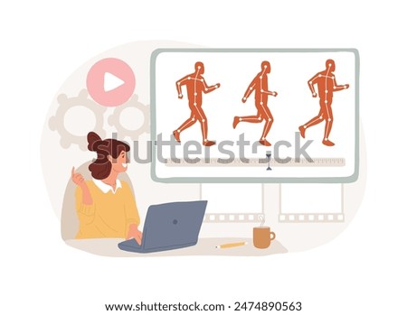 Computer animation isolated concept vector illustration. Animation graphic software, cartoon video creation, character design, computer game art, creative industry, 3d visual vector concept.