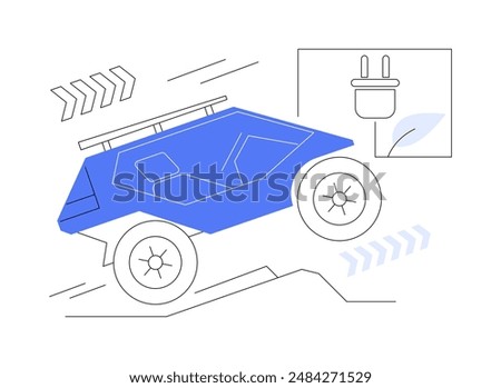 Off-road electric vehicles abstract concept vector illustration. Eco-friendly off-road car, modern electric vehicle on road, ecology industry, sustainable industrial transport abstract metaphor.