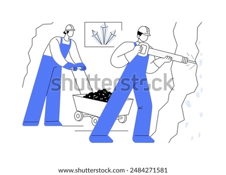 Underground gold mining abstract concept vector illustration. Group of professional miners discovering precious metals through tunnels, raw materials industry, gold production abstract metaphor.