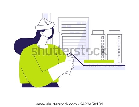 Insulating windows abstract concept vector illustration. Contractor spraying foam sealant on a new window, interior works, private house building, residential construction abstract metaphor.