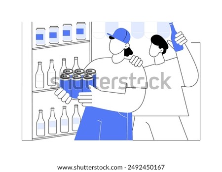 Shopping for a party isolated cartoon vector illustrations. Student buying beers for a party, supermarket mood, rest from education, teenager life, off campus activity vector cartoon.