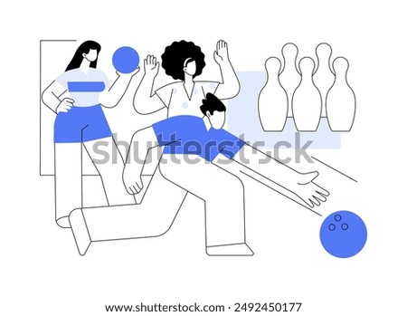 Bowling club isolated cartoon vector illustrations. Group of college friends hanging out at bowling club together, education break, student lifestyle, off campus time vector cartoon.