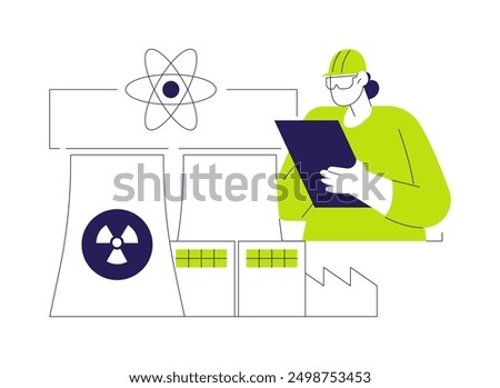 Nuclear fusion abstract concept vector illustration. Engineer watching nuclear fusion, ecology environment, sustainable technology, renewable energy, scientific research abstract metaphor.