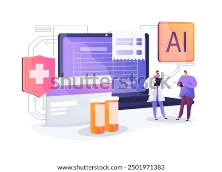 AI-Streamlined Medical Billing and Coding abstract concept vector illustration. Healthcare. Medical billing automation. Reimbursement of medical costs. AI Technology. abstract metaphor.