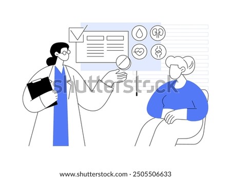 Aging and senior health isolated cartoon vector illustrations. Elderly woman consults with a doctor, taking care of health, senior people wellness, professional service vector cartoon.