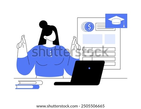 Apply for financial aid isolated cartoon vector illustrations. Young student filling application form for grants getting, school graduate applying for financial help vector cartoon.