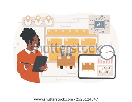 Real-Time Supply Chain Visibility with AI abstract concept vector illustration. Supply Chain Management. Real-time visibility helps to anticipate disruptions. AI Technology. abstract metaphor.