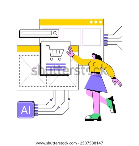 AI-Optimized Search and Navigation abstract concept vector illustration. E-commerce. Improve user experience and navigation features on e-commerce websites. AI Technology. abstract metaphor.