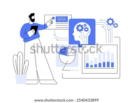 Robotic process automation isolated cartoon vector illustrations. Person choosing RPA mode, artificial intelligence industry, workflow organization, big data, machine learning vector cartoon.