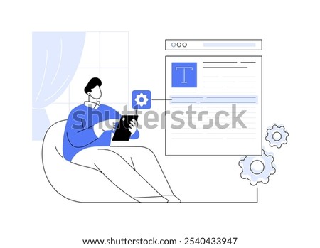 Docs and notes editing app isolated cartoon vector illustrations. Man editing documents on smartphone, modern IT technology, application development, productivity improvement vector cartoon.