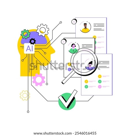 AI-Enhanced Recruitment and Screening abstract concept vector illustration. Human Resources. Identify top candidates based on their qualifications and job fit. AI Technology. abstract metaphor.