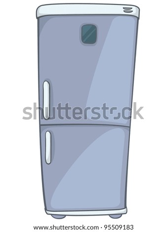 Cartoon Home Kitchen Refrigerator Isolated On White Background. Vector ...