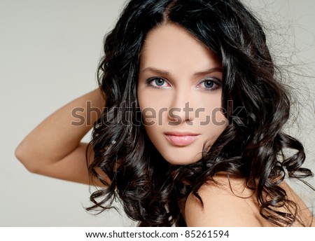 beautiful brunette with gorgeous curly hair