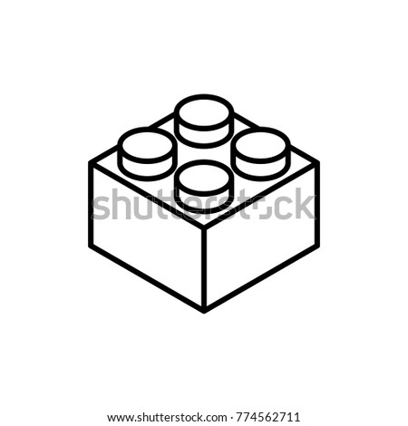 Icon outline building block on white background in isometric style. Children's toy. Vector illustration.