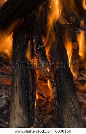 Fire in outdoor fire place