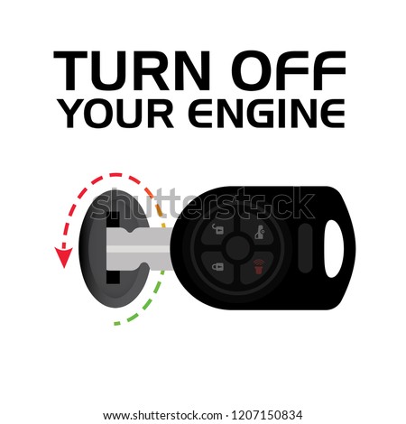Turn Off Your Engine. Switch Off Your Engine. Signage Vector design element. Do Not Switch On Engine Symbol, Vector Illustration, Isolate On White Background Icon. EPS10