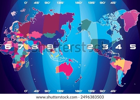 2025, 2026, 2027, 2028, new modern world map gradient blue color, Infographic, Flat Earth, Globe, worldwide map template, calendar, Nine Purple Li Fire Element, San Yuan Nine Yun, Jiu Zi Li Huo Yun