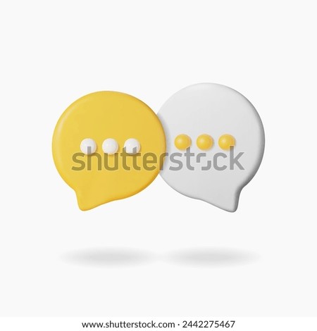 3D round speech bubbles symbol for chat. 3d render glossy plastic chat icon. Vector illustration.