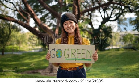 Similar – Image, Stock Photo Cheerful woman with mesh bag full of ripe groceries