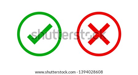 checkmark and x or confirm and deny circle icon button flat for apps and websites symbol, icon checkmark choice, checkbox button for choose, circle answer box for checklist, approval check sign button
