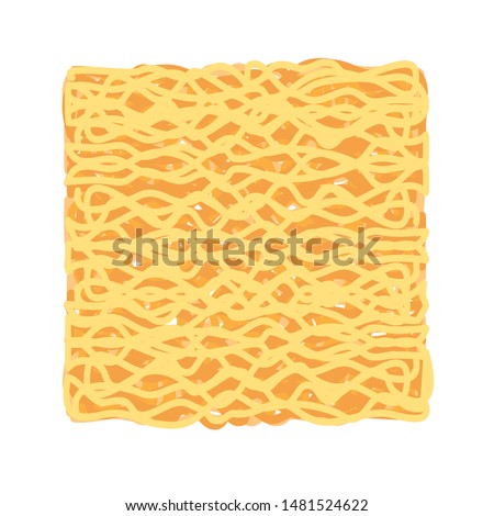 instant noodles cube isolated on white background, illustration ramen cubes or noodle for clip art, instant noodle rectangular block for fast food, ramen simple and flat drawing for icon infographics