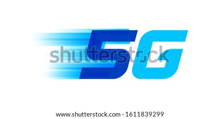 5G logo font for technology future, numbers 5 and G symbol blue and purple, 5G alphabet for business digital network global concept, vector